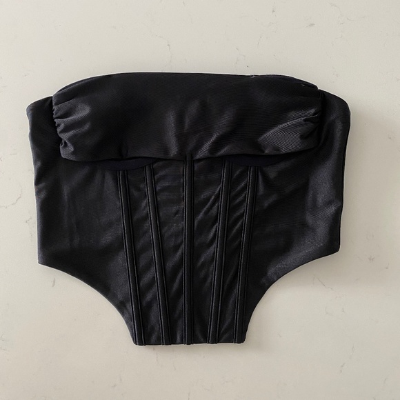 LEAU UMBRA SATIN CORSET TOP - BLACK - Picture 2 of 6